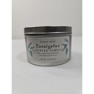 NEW Trader Joe's Eucalyptus Scented Candle 5.7oz Soy Wax - Lead Free Cotton Wick
